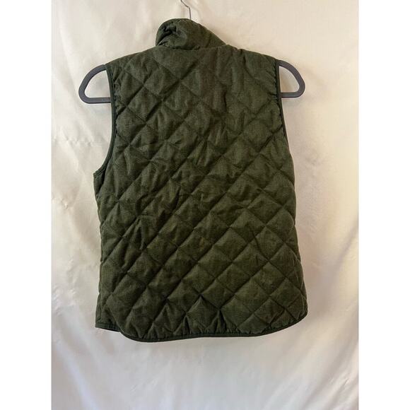 Old Navy Olive Green Women's Quilted Vest Size Small Petite with Pockets - Picture 2 of 4